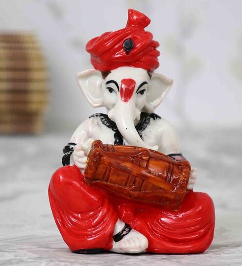 Lord Ganesha Red Polyresin Idol