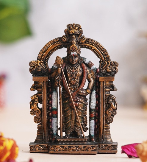 Lord Kartikeya Gold Polyresin Idol