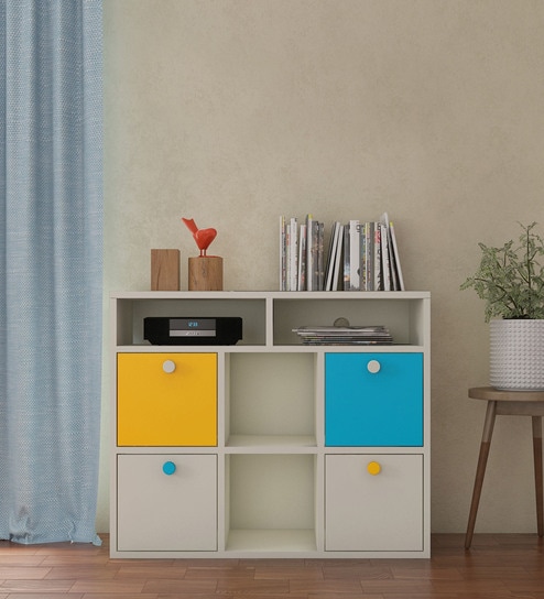 Lorena Kids Storage Cabinet in Yellow & Blue Color
