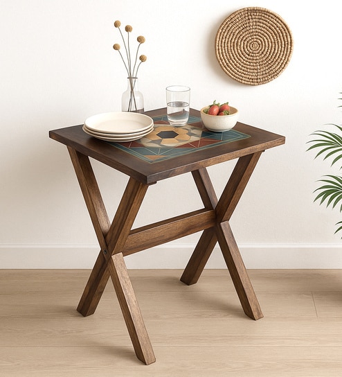 Los Angeles Sheesham Wood 2 Seater Cafe Table in Provincial Teak Finish