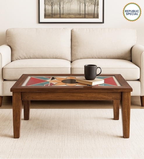 Los Angeles Sheesham Wood Coffee Table In Provincial Teak Finish