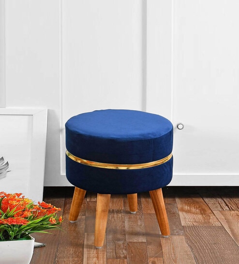 Navy blue velvet dressing best sale table stool