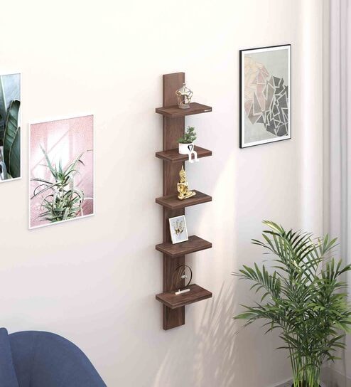 Wooden Wall Decor Floating Shelf Display 5 Shelves