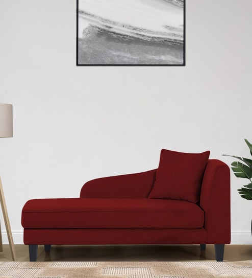Louis Fabric LHS Chaise Lounger in Blood Maroon Colour