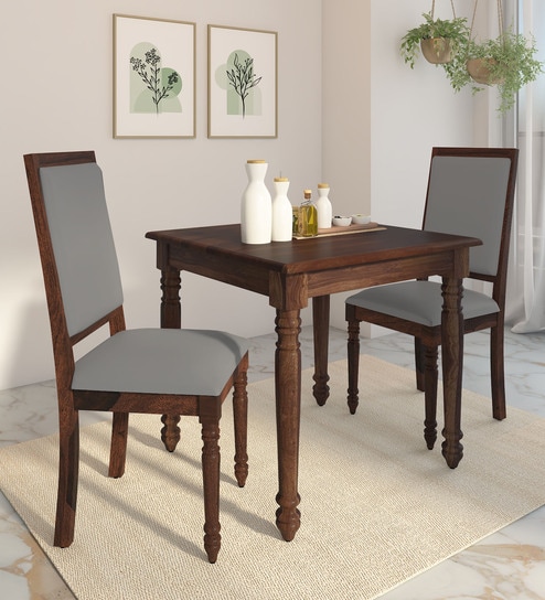 Louis Sheesham Wood 2 Seater Dining Set In Provincial Teak Finish