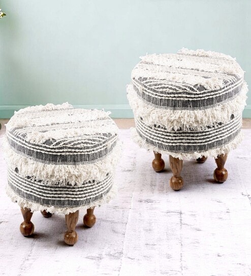 Louisville Ottoman Set Of 2 In Grey Colour
