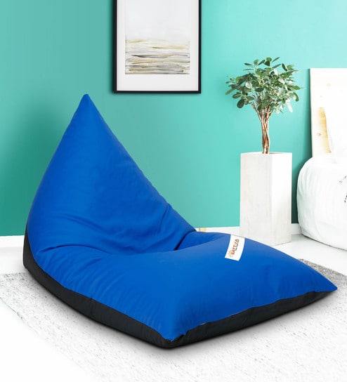 Buy Lounge Pyramid Bean Bag With Beans In Royal Blue Black