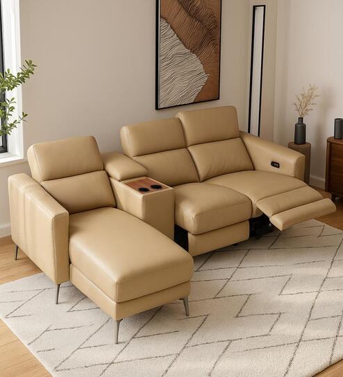 Loures Premium Two Seater Recliner with Lounger in Cream Clour