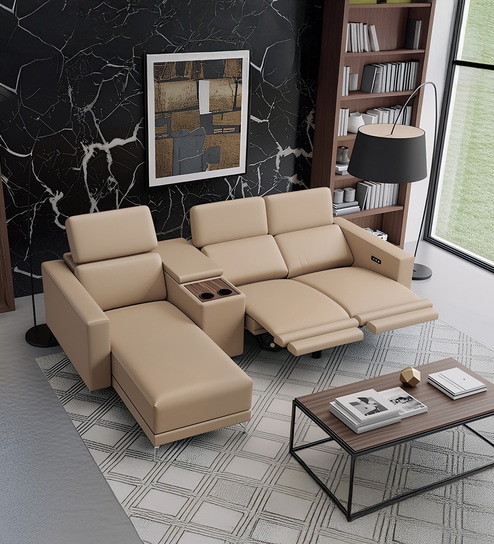 Loures Premium Two Seater Recliner with Lounger in Cream Clour