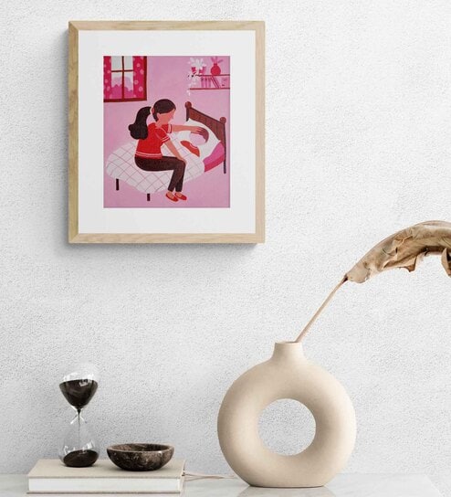 Lovely Mother Caring Child Handmade Acrylic Paint On Canvas Unframed