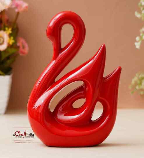 Loving Swan Showpiece Decorative Bird Figurine Statue (Resin Red)| Home Decoration Items for Living Room Bedroom Hall Office Table| Home Decor Gifts for Birthday Housewarming Anniversary