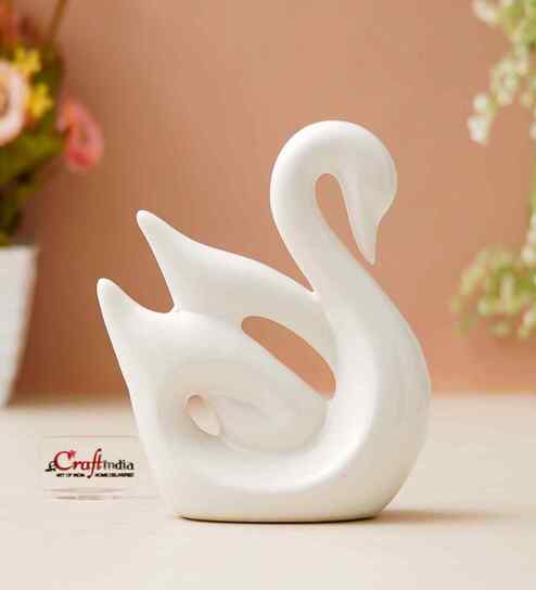 Loving Swan Showpiece Decorative Bird Figurine Statue (Resin White)| Home Decoration Items for Living Room Bedroom Hall Office Table| Home Decor Gifts for Birthday Housewarming Anniversary