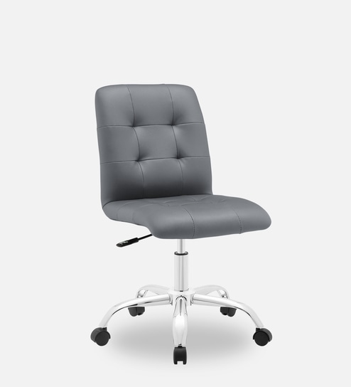 Ariel Leatherette Guest Chair in Grey Colour with Revolving Base