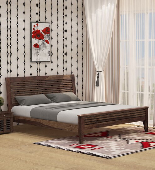 Buy Lowell Solid Wood King Size Bed In Provincial Teak Finish By