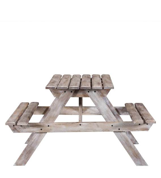 Buy Lomira Solid Wood 4 seater Patio Dining Set in Distress Finish