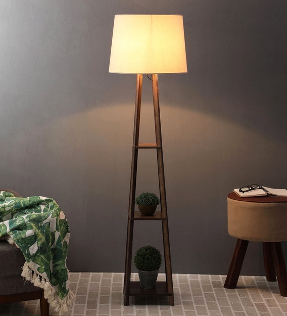 Buy Beige Fabric Shade Floor Lamp With Brown Base By Sanded Edge Smartly Priced Online Modern And Contemporary Floor Lamps Floor Lamps Lamps And Lighting Pepperfry Product