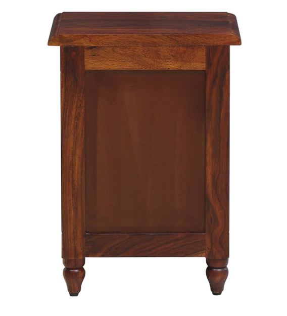 Buy Louis Solid Wood Bed Side Table With Drawers In Honey Oak Finish