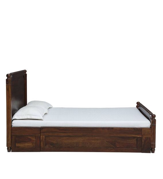 Buy Louis Solid Wood King Size Bed with Storage in Provincial Teak