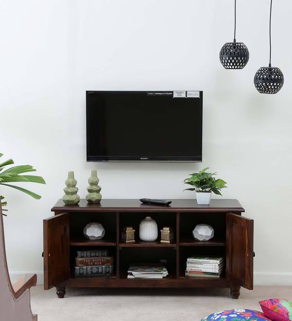 Buy Louis Solid Wood TV Unit in Provincial Teak Finish Amberville By