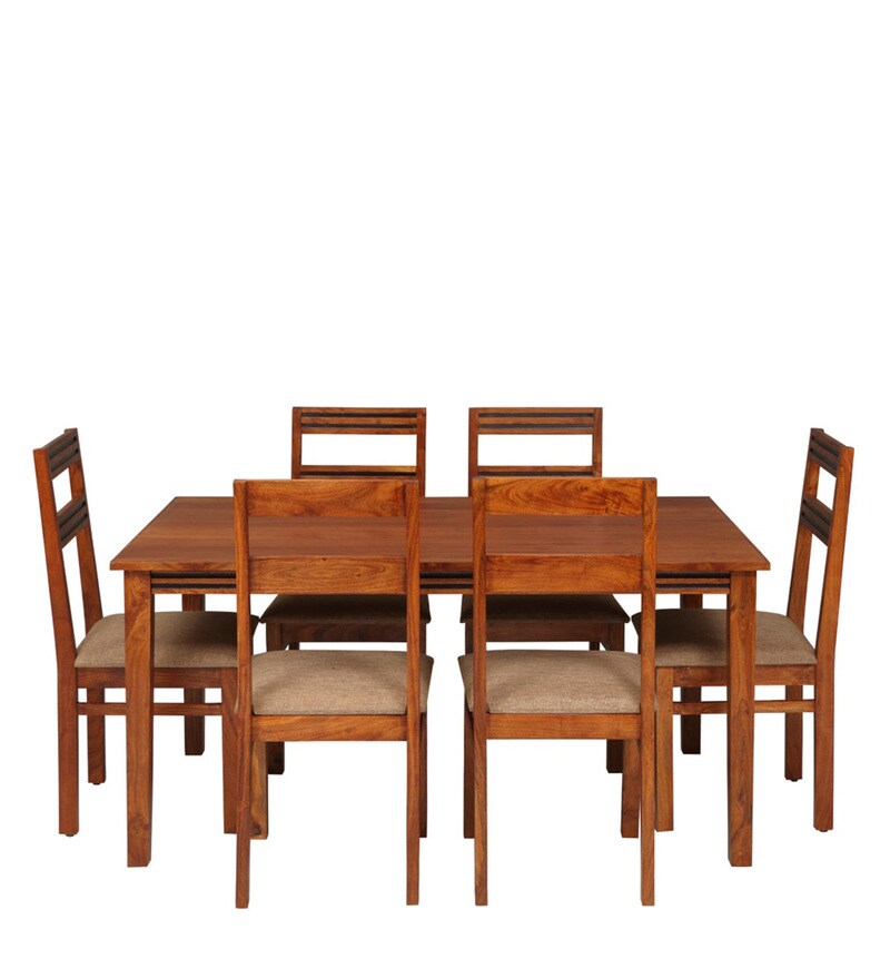 Buy Logan 6 Seater Dining Set in Walnut Finish By Evok Online Modern