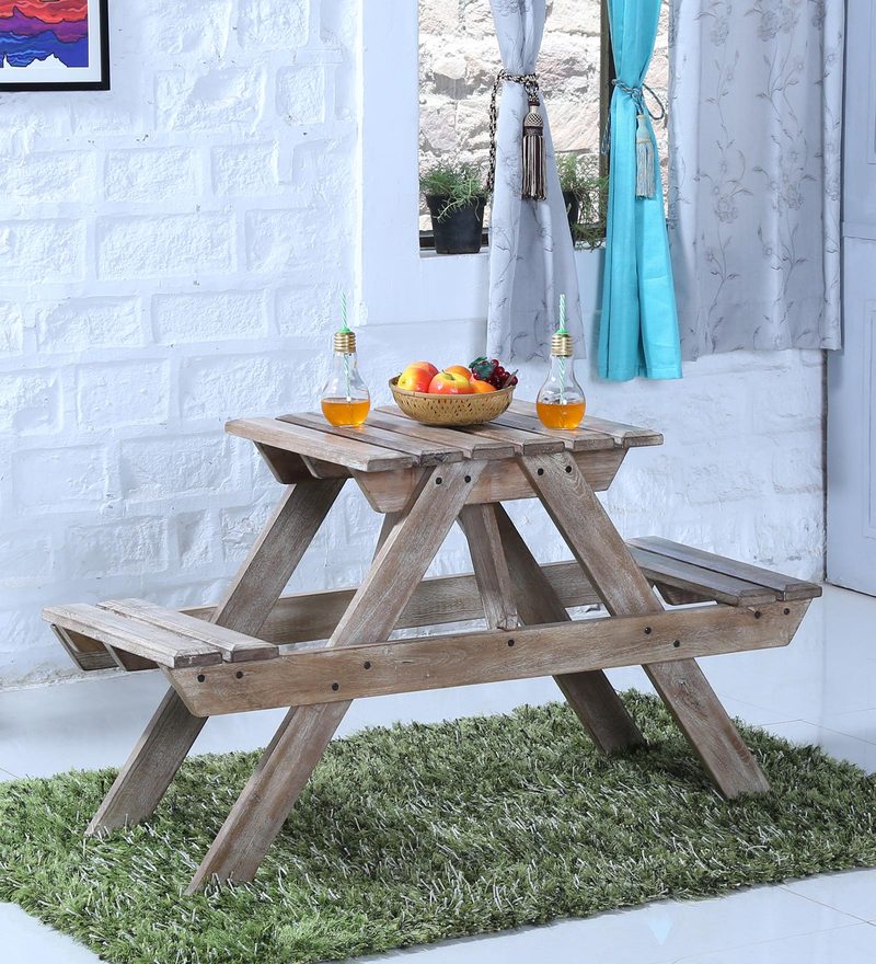 Buy Lomira Solid Wood Two Seater Picnic Table in Distress ...
