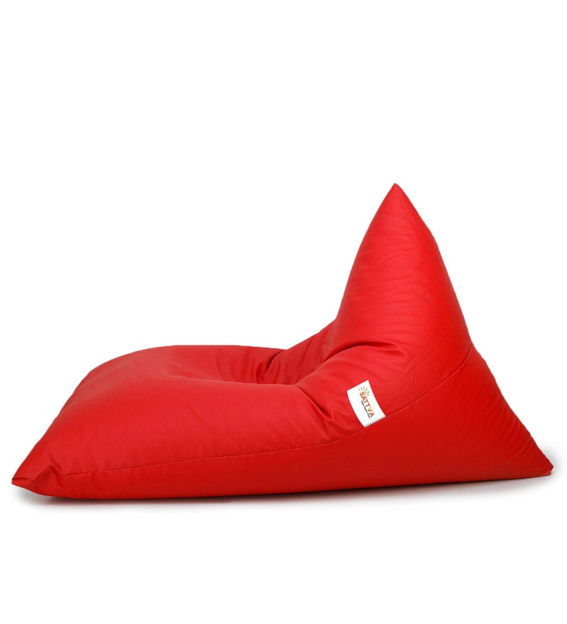 Buy Lounge Pyramid Jumbo Bean Bag with Beans in Red Colour by Sattva