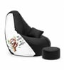 Loaf 3XL 'No Hurry No Worry' Printed Filled Bean Bag with Footrest & Cushion