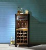 Lobash Iron & Solid Wood Bar Unit in Natural Finish