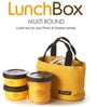 Lock&Lock Bento Multi Round Lunch Box Set With 3 Containers & Big Bag
