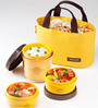 Lock&Lock Bento Multi Round Lunch Box Set With 3 Containers & Big Bag