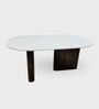 Lok Marble-Top Wooden 6 Seater Dining Table Set In Mango Finish