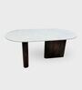 Lok Marble-Top Wooden 6 Seater Dining Table Set In Mango Finish