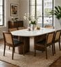 Lok Marble-Top Wooden 6 Seater Dining Table Set In Mango Finish