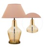 Naples White Cotton Fabric Shade Night Lamp With Metal & Glass Base