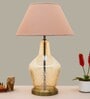 Naples White Cotton Fabric Shade Night Lamp With Metal & Glass Base