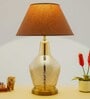 Naples White Cotton Fabric Shade Night Lamp With Metal & Glass Base