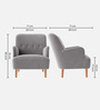 London Velvet Lounge Chair In Grey Colour