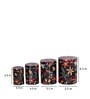 Long Dark Floral (Set of 4) Black Metal Jar Container