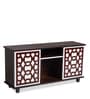 Look Out Two Door TV Console In Brown Teak Finish
