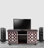 Look Out Two Door TV Console In Brown Teak Finish