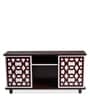 Look Out Two Door TV Console In Brown Teak Finish