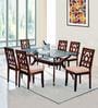 Lopez Solid Wood 6 Seater Dining Set in Walnut Finish