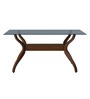 Lopez Solid Wood 6 Seater Dining Table in Brown Finish with Glass Top