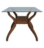 Lopez Solid Wood 6 Seater Dining Table in Brown Finish with Glass Top