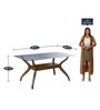 Lopez Solid Wood 6 Seater Dining Table in Brown Finish with Glass Top