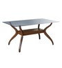 Lopez Solid Wood 6 Seater Dining Table in Brown Finish with Glass Top