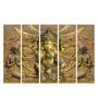 Lord Ganesha Yellow MDF Unframed Spiritual Art Panel Set of 5