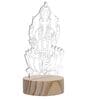Lord Ganesha on Lotus Design Acrylic & Wood Base LED Table Lamp with Rechargeable Battery