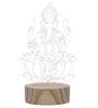 Lord Ganesha on Lotus Design Acrylic & Wood Base LED Table Lamp with Rechargeable Battery