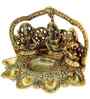 Lord Lakshmi Ganesha Saraswati Idol with attached Diya stand for Home Decor Gift Item Decorative Showpiece